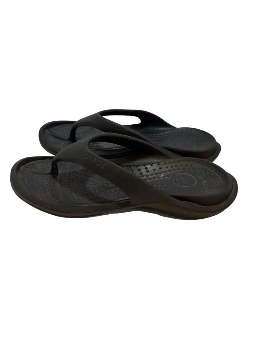 Crocs Black Flip Flops W11 M9 Lightweight Durable Sandals For Men & Women - Picture 2 of 5